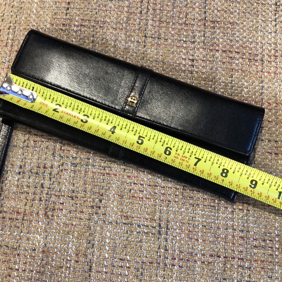Etienne Aigner Black Calfskin Leather Silk Lining Full Size Snap Wallet Wristlet - Picture 13 of 15